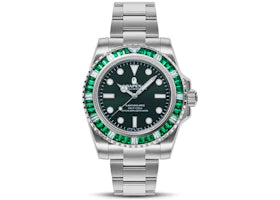 BAPE Type 1 Bapex Crystal Stone Watch Silver/Green