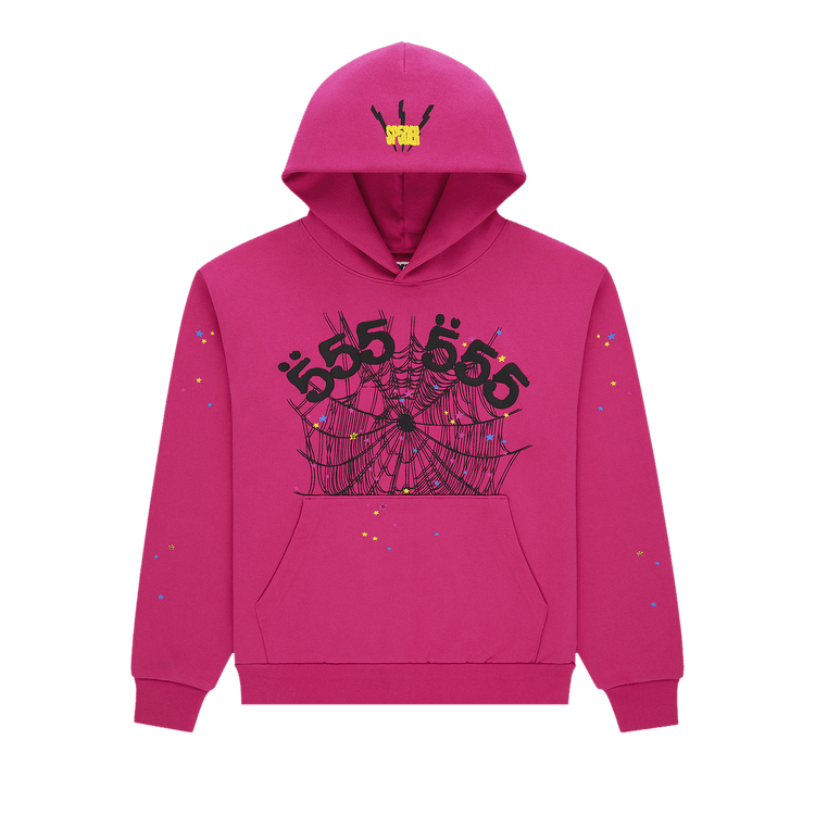 Sp5der Angel Number Hoodie Pink