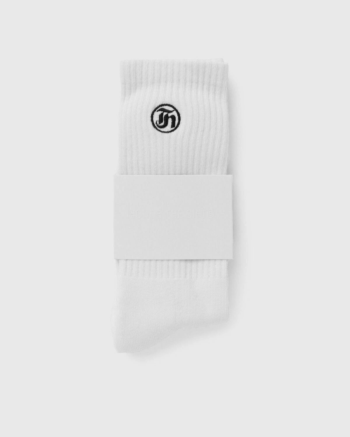Honor The Gift Stamp Ribbed Sock White Socks
