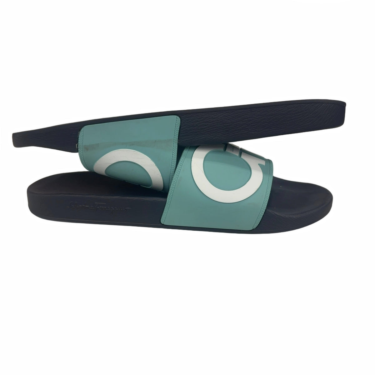 Ferragamo Gancini-Print Slides Blue (Women's)