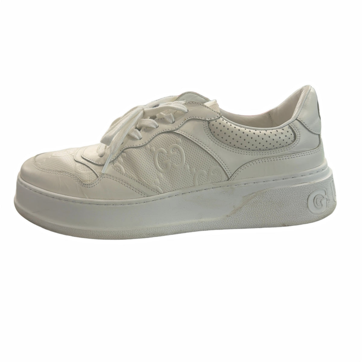 Gucci GG Embossed White Leather