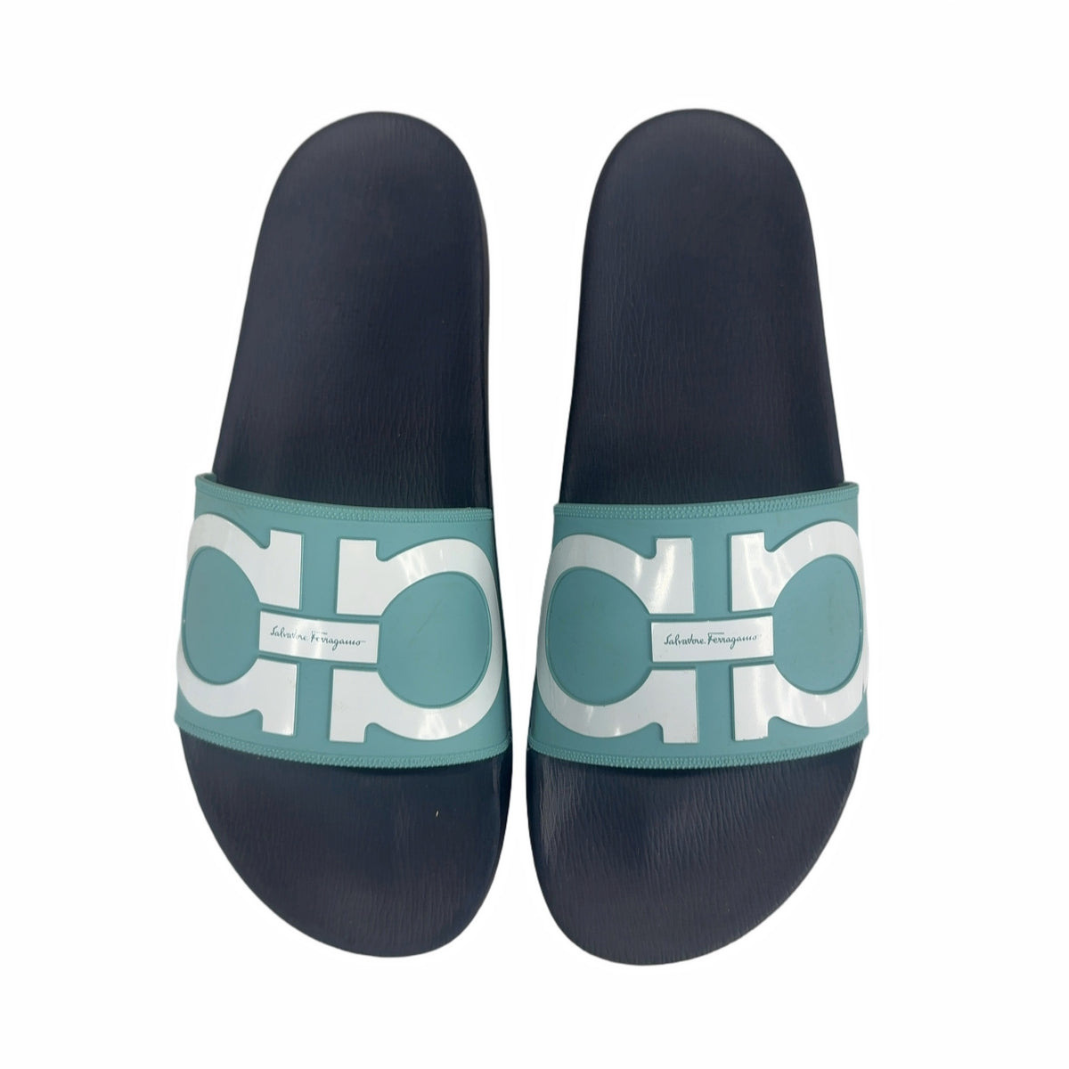 Ferragamo Gancini-Print Slides Blue (Women's)