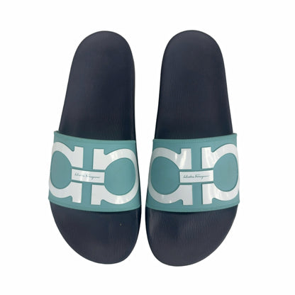 Ferragamo Gancini-Print Slides Blue (Women's)