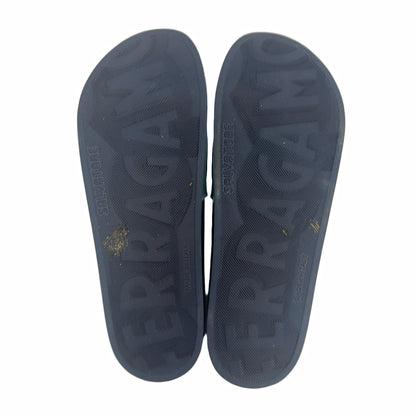 Ferragamo Gancini-Print Slides Blue (Women's)