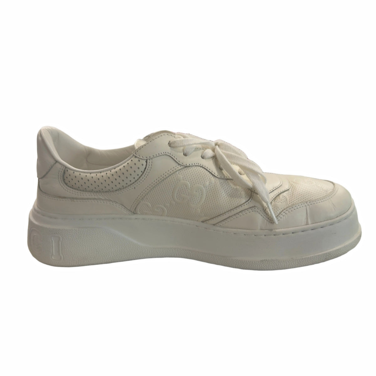 Gucci GG Embossed White Leather