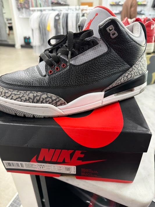 Used Black Cement 3s size 11.5 rep box