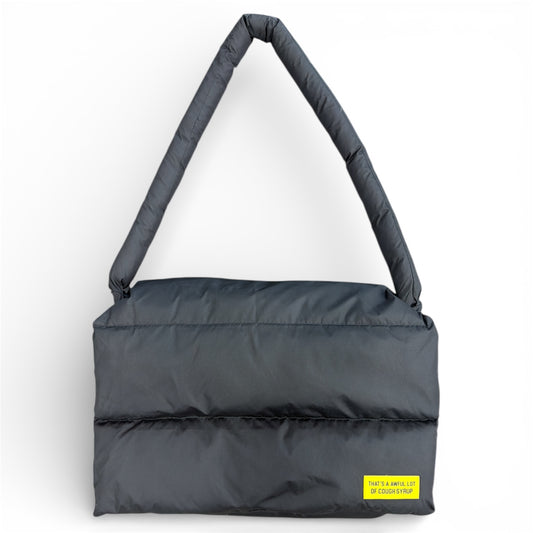 Awful Lot of Cough Syrup Puffer Messenger Bag Black